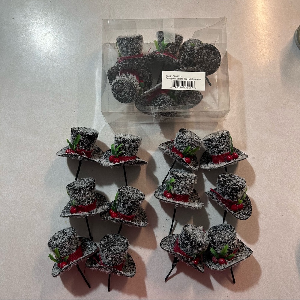 NWOT‎ TOP HAT CHRISTMAS TREE PICKS 3 SETS OF 6